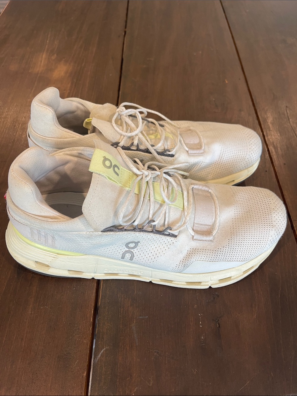 On Cloudnova Undyed White Seedling Yellow Men’s Sneakers Size 11
